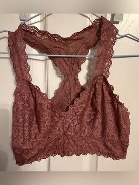 Felina Lace Racerback Bralette in Mauve, size XL